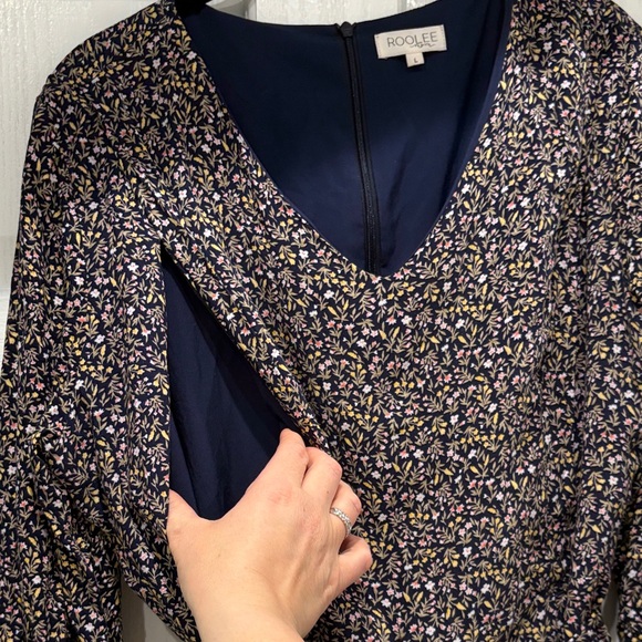 Roolee - mom dress - L- Navy Floral Long Sleeve Dress - Picture 3 of 4